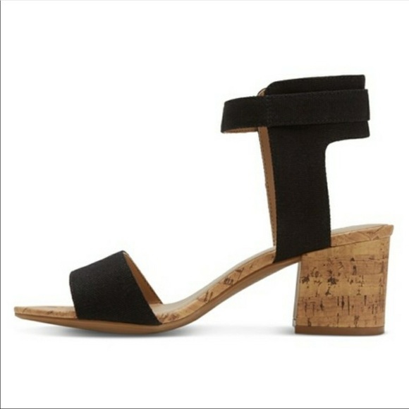 Merona Talia Black Cork Heel Sandals New - Picture 2 of 3